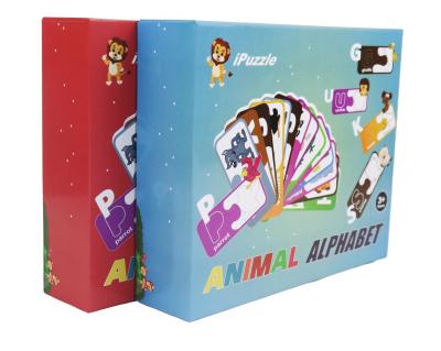 China Eco Kids Educational Paper Jigsaw Puzzle Animal Alphabet abc Matching Cards For 3+ Year Olds for sale