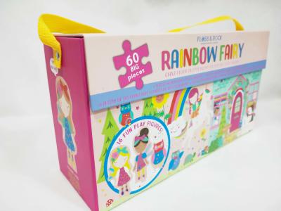 China 60pcs Rainbow Fairy Cardboard Jigsaw Puzzle Large Piece Jigsaws With Fun Pop Out Play Figures for sale