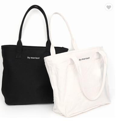 China Lona negra blanca reciclada Tote Bag Organic Cotton de 10oz 12oz para las mujeres en venta