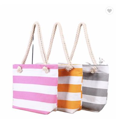 China ODM stripe promotional Cotton Fabric Bag For Supermarket Shopping for sale