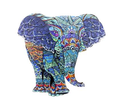 China Animal Shaped Colorful Floor Wooden Elephant Jigsaw puzzle for 3 year olds for sale