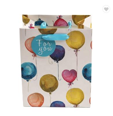 China Customized 25x15x35cm Paper Shopping Bag With Handle Colorful Ballon Patterns for sale