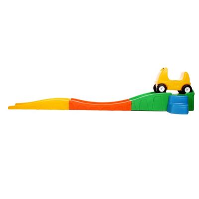 China Easy Assembly Most Kindergarten Popular Kindergarten Funny Baby Car Slide Toy Track Pulley Wholesale Price Scooter Car Toy Children Three-stage Roller Coaster for sale