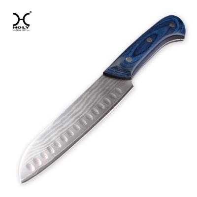 China 7 Inch Viable Full Tang With Pakka Wood Damascus Santoku Japanese Steel Knife for sale