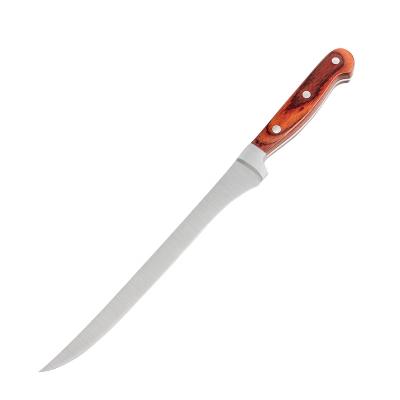 China 8 inch stainless steel disposable flexible fillet knife with pakka wood handle fish knife for sale