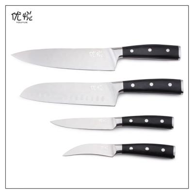 China YOUYUE 3 Disposable Rivets Forged Black Color Wood Handle Kitchen Knife Set Stainless Steel for sale