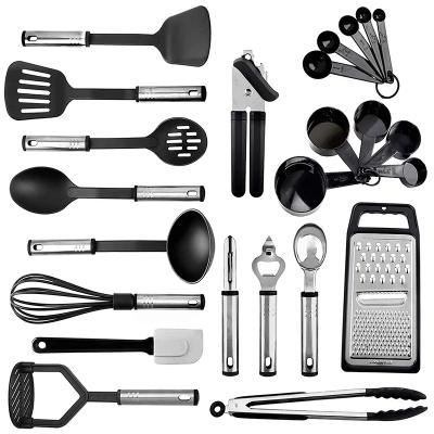 China Factory Stocked Yangjiang Amazon 24 Pieces Non Stick Kitchen Accessories Instruments Cooking Ware Sets Kitchen Tools Utensils Nylon Sets for sale