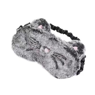 China Daily Life Super Soft Cat Kitty Plush Eye Covers Sleeping Eye Shade Cover For Girls Airplane Eye Mask for sale