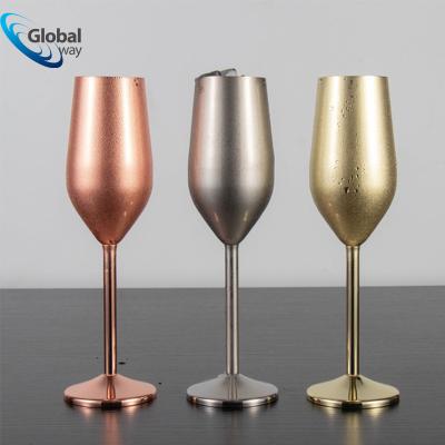 China Unbreakable Stemmed Unbreakable Stainless Steel Wine Gold Tumbler Drinking Cups for sale