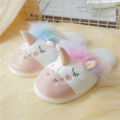 China Cushioning Slippers Cute Cartoon Unicorn Winter Indoor Winter Super Soft Soft Comfortable Home Slippers for Women and Girls for sale