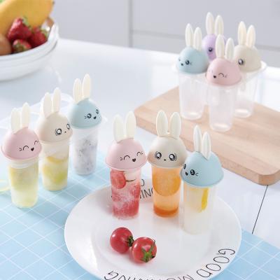 China Plastic Cute Rabbit DIY Design Ice Popsicle Mold Ice Cream Tray Holder For Kids Ice Block Molds for sale