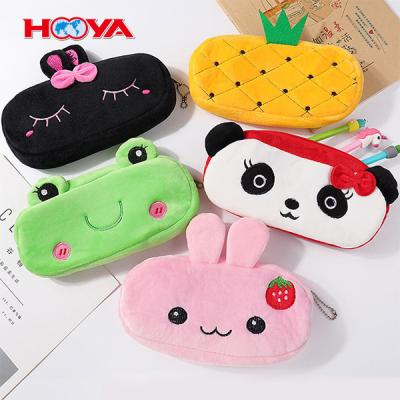 China Soft Office Stationery, Cartoon Animal Shaped Cute Soft Fabric Pen Bag Kids School Pencil Case With Zipper for sale