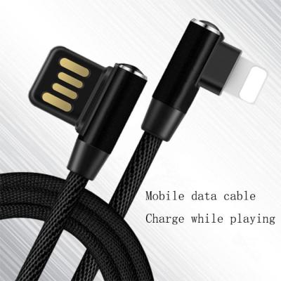 China MP3/MP4 Player 1m 90 Degree Mobile Phone Black Braided USB Cable For iPhone for sale