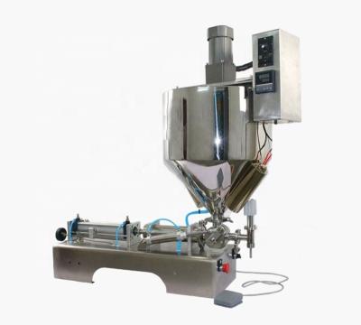 China Horizontal Type Single Discharge Food Pneumaticl Cream Filling Machine With Stirring And Heating Function for sale