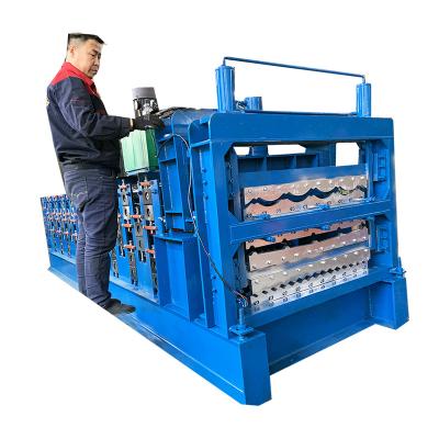 China Building Construction Triple Layer Roof Sheet Machine Roll Roof Design Ibr Local Former Panel Glazed Tile Roll Forming Machine Price for sale