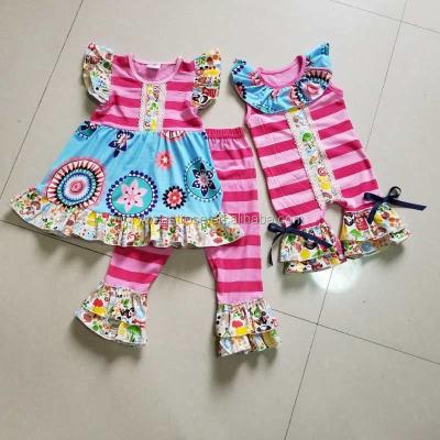 China 2020 beautiful casual stripe pants fashion baby girl dress and baby clothing set boutique outfits for sale