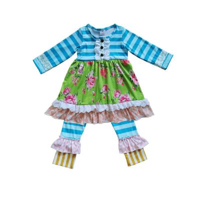 China RTS Kids Boutique Casual Clothing Sets Soft Kids Long Sleeves Tunic Match Ruffle Pants Outfit For Girls for sale