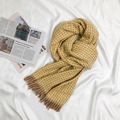 China Cachecol xales hot sale fashion yarn-dyed color woven scarf cashmere to feel winter oversized scarves for sale