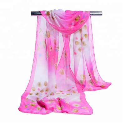 China Long Fashion Dandelion Print Chiffon Scarf Oblong Silk Scarf Small Summer Material Silk Scarf for sale