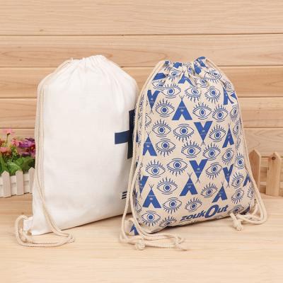 China Factory Printed Custom Handled Logo Canvas Storage Bags Polyester Material Canvas Fabric Cotton Drawstring Bag for sale