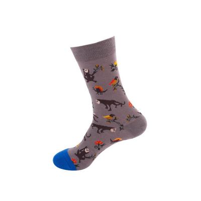 China Antibacterial Europe Amazon Men Stockings Cartoon Socks Hot Selling Length Knitted Style Animal Pattern Socks for sale