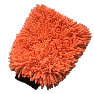 China Orange Modern Life Microfiber Chenille Car Wash Glove Car Wash Wax Glove Orange Microfiber Glove for sale