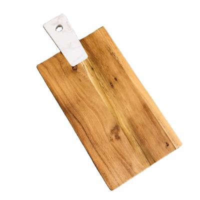 China Sustainable China Kitchen Professional Made Rectangle Wooden Chopping Board Teakwood Cutting Board With Marble for sale