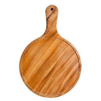 China Bread and Pizza Board Wooden Cheese Paddle Board Acacia Wood Pizza Cutting Board Viable Skin For Serving for sale