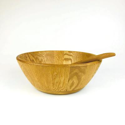 China Large Customized Sustainable Acacia Oak Wood High Quality Bamboo Serving Salad Bowl For Salad Fruit Vegetable for sale