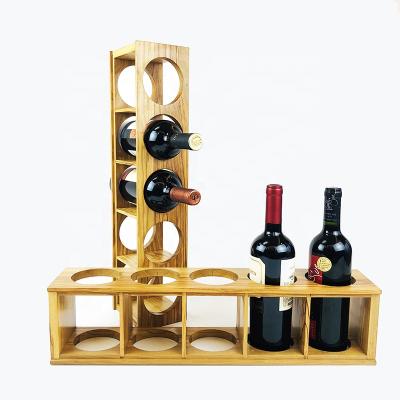 China Sustainable Wooden Countertop 5 Bottles Wine Storage Rack Wooden Wine Rack For Display for sale