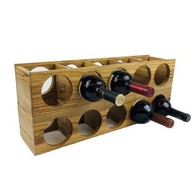 China Modern Design Countertop 5 Bottles Wine Rack Viable Storage Rack Wooden Wine Racks For Display for sale