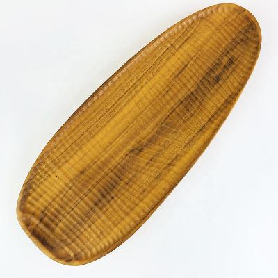 China Viable Custom Design Wholesale Hand-Polished Snack Tray Food Dishes Plate Walnut Wooden Bread Breakfast Set for sale