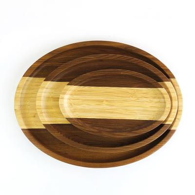 China Sustainable 3 Ash Wood Oval Serving Tray Bamboo Dinner Set and Pizza Dish Serving Tray Set for sale