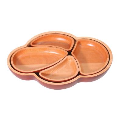 China Customized Multifunctional Sustainable Design Food Grade Kids Serving Bamboo Wooden Dish Set Wooden Dish Set for sale