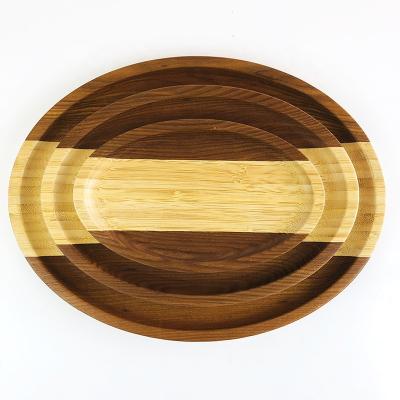 China Sustainable 3PCS Ash Wood Oval Serving Tray Sushi And Japanese Bamboo Pizza Dish Serving Tray Set for sale