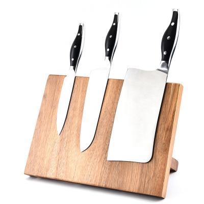 China Hot Selling Amazon Kitchen Viable Acacia Wood Magnetic Knife Guard Holder Knife Stand Knife Block for sale