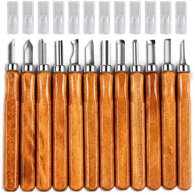 China Carving 12pcs Art Sculpture Tools OEM Art Sculpture Tools Wood Carving Chisel Knife Set for sale