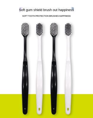 China Wholesale Disposable Black And White Soft Bristle Toothbrush Wide Head Family Set Adult Black And White Lovers for sale