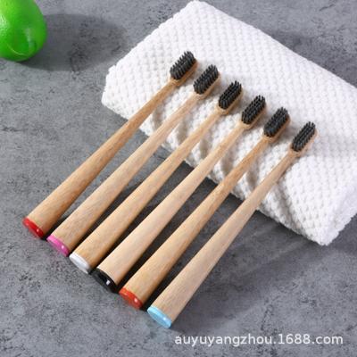 China Disposable adult bamboo toothbrush soft bristles with tapered paint bottom can degrade bamboo toothbrush with large tail vertebra for sale