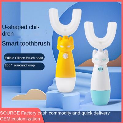 China NewUCildren portable electric toothbrushUShape waterproof2-6-12Children battery operated baby brushing teeth for sale