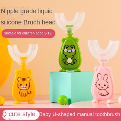 China ChildrenuStain Liquid Silicone Brush Head Battery Operated Frontier Toothbrush Type Manual Holding Infant Toothbrush for sale