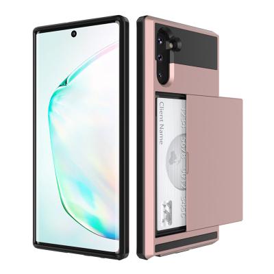 China Shockproof Dirt-resistant Hybrid Card Slide Phone Case Cover For Samsung Galaxy Note 10 Plus 5G S10 S9 S7 S8 S8 Edge Plus Wallet Case for sale