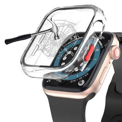 China Plastic Hard PC Case With Tempered Glass Screen Protector For Apple Watch Series 6 Se Series 5 Series 4 3 2 i Watch 38 40 42 44 mm for sale