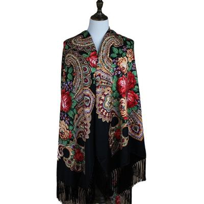 China Polyester Cotton Latest Designs Square Russian Scarves And Shawls Large Size for sale