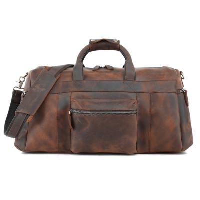 China Vintage In Stock 100% Genuine Cow Leather Mens Laptop Travel Duffel Bag Leather Shoulder Bag for sale