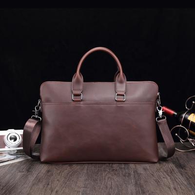 China Laptop bag for business vintage business PU leather packing men's shoulder computer briefcase men's solid casual cross business laptop 15 .6 inch - body bags for sale