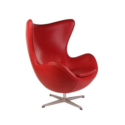 China Mid Century Icon Design Swivel Chairs Leisure Lounge Egg Rotating Red Leather Relax Chair for sale