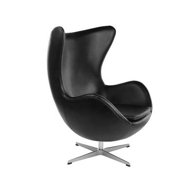 China European Style Rotating Comfortable Black Leather Lazy Lounge Chairs Swivel Egg Chair For Living Room for sale