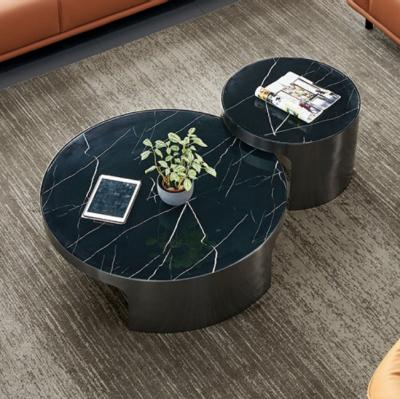 China Fashion Nordic Luxury Black Steel Base Furniture Home Style Coffee Table Marble Center Top Table for sale