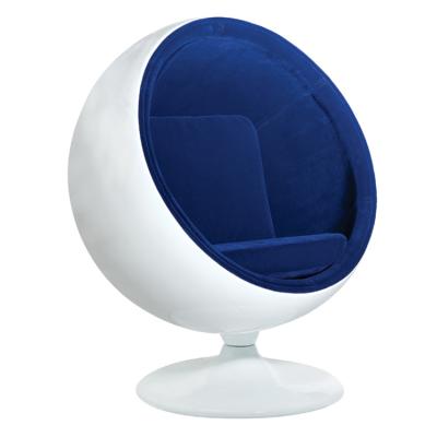 China Famous Classic Classic Mid Century Designer Modern Eggshell Spinning Blue Ball Chair Living Room Eggshell Blue Fiberglass for sale